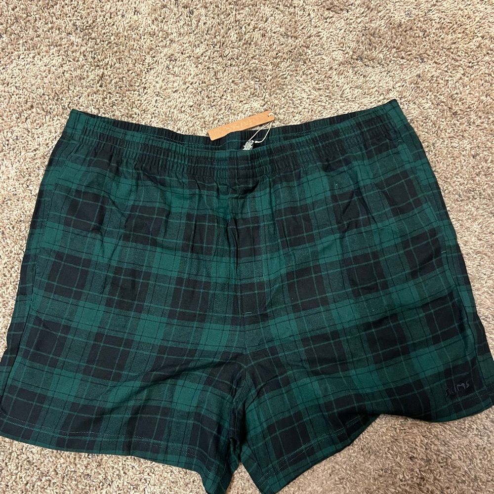 SKIMS Green and Black Plaid Boxers